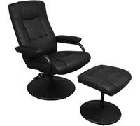 vidaXL Fauteuil TV avec repose-pied – Similicuir noir – Massage