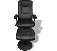 vidaXL Fauteuil TV avec repose-pieds Noir Similicuir