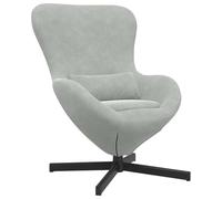 vidaXL Fauteuil œuf Gris Clair 63 x 73 x 90 cm Velours | Conçu pour un max de confort et un bon soutien, Tourne facilement pour juste un peu plus de praticité,