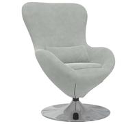 vidaXL Fauteuil œuf Gris Clair 63 x 73 x 90 cm Velours, Fauteuil Moderne, Siège Élégant, Velours, Confortable, Pivotant pour Détente à la Maison