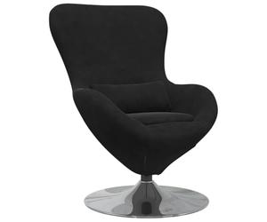 vidaXL Fauteuil œuf Noir Velours | Fait pour être confortable quand on est assis longtemps, Tourne facilement pour un mouvement fluide, Tissu en polyester doux,