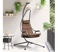 vidaXL Fauteuil œuf suspendu avec support Marron - Acier & polyester, pliable, 94 x 107 x 196,5 cm