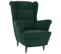 vidaXL Fauteuil de Salon TV Meuble de Salle de Séjour Fauteuil à Dossier Haut de Chambre à Coucher Meuble de Bureau Maison Intérieur Vert Foncé Velours