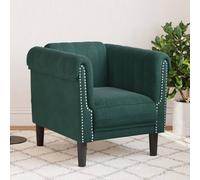 vidaXL Fauteuil vert foncé velours Vert G