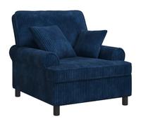 vidaXL Fauteuil XL avec Coussins Bleu Marine Tissu à 1,5 Lignes