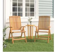 Fauteuils pliants inclinables, lot de 2, en bois massif de teck vidaXL