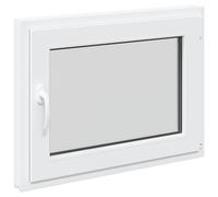 Fenêtre de cave RISOR blanche 80 x 60 cm PVC et verre, design moderne fenêtre de sous-sol, construction en verre PVC durable, économe en énergie, isolation thermique, isolation acoustique, fonction