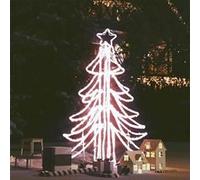 Figure d'Arbre de Noël Pliable Ornement de Fête Décoration de Vacances Ornement de Noël Jardin Extérieur Blanc Chaud 87x87x93 cm