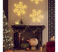 vidaXL Figure de Flocon de Neige de Noël avec 144 LED Décoration de Noël Ornement de Vacances Décoration de Fête Salle de Séjour Blanc Chaud 59x59 cm Blanc G