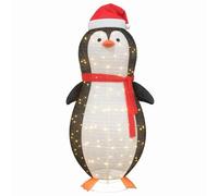 vidaXL Figure de Pingouin en Neige Blanc Chaud 78 x 88 x 180 cm Tissu, Salon Moderne, Figurine Pingouin résistante, déco saisonnière, lumière LED, Sculpture d'intérieur