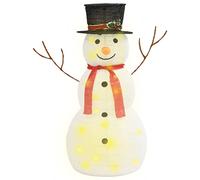vidaXL Figurine de Bonhomme de Neige de Noël à LED Ornement de Noël Décoration de Vacances Silhouette de Père Noël Jardin Tissu 90 cm