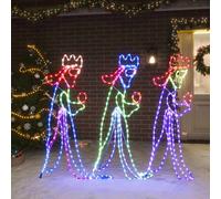 Figurine de Noël de Trois Rois avec 504 LED Décoration de Noël Ornement de Vacances Décoration de Fête Salle de Séjour Intérieur 99,5x45,5 cm