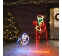 vidaXL Figurine de Noël Marie et Joseph avec 264 LED Décoration de Noël Ornement de Vacances Décoration de Fête Salle de Séjour 40x55&38x100cm Rouge G