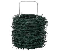 vidaXL Fil barbelé Vert 50 m Acier Galvanisé à Chaud, Fil barbelé cylindrique, pour clôtures sécurisées, barrière en Acier Robuste, Accessoire Moderne extérieur