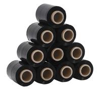 vidaXL Films étirables 10 pcs noir 23 μm 10 cm x 150 m, film d'emballage, emballeuse de film étirable, film étirable noir, film d'emballage de meubles