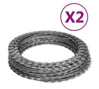 vidaXL Fils barbelés hélicoïdaux rouleaux 2 pcs acier galvanisé 60 m