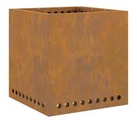 vidaXL Fire Pit Brown 48 x 48 x 50 cm Weathering Steel, Chauffage extérieur Moderne, feu Efficace, unité carrée, ajout Parfait pour Chauffer Le Jardin