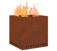 vidaXL Fire Pit Brown 48 x 48 x 50 cm Weathering Steel, Chauffage extérieur Moderne, feu Efficace, unité carrée, ajout Parfait pour Chauffer Le Jardin