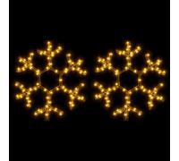 Flocons de neige de Noël avec LED 2 pcs Blanc chaud 38x37 cm