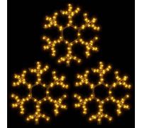 Flocons de neige de Noël avec LED 3 pcs Blanc chaud 38x37 cm