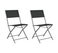 vidaXL Folding Outdoor Chairs 2 pcs Black Steel and Textilene, Garden Chair, Dining Chair, Foldable Chair, Folding Chair, Outdoor Chair, Patio Chair