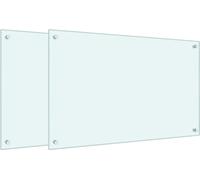 vidaXL Fonds de cuisine 2 pcs. Blanc 80x50 cm verre trempé