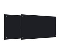 vidaXL Fonds de cuisine 2 pcs. noir 70x60 cm verre trempé