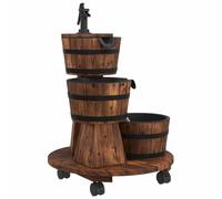 vidaXL Fontaine à eau sur roues 55x55x80 cm – pompe, bois de sapin massif, jeu d'eau