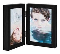 Cadre Photo Dépliable en Deux Cadre d'Image Décoration de Table Salon Salle de Séjour Chambre Maison Intérieur Noir 2x(13x18 cm)