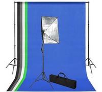 vidaXL Fotostudioset met achtergrond en softboxlamp3051358 Bleu G