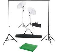 vidaXL Kit de Studio Photo et Toile de Fond Lampes et Parapluies Kit d'Eclairage Support de Trépied Photographie Publicitaire Portraits Noir