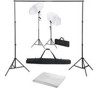 vidaXL Fotostudioset met achtergrond, lampen en paraplu's3055086 Blanc G