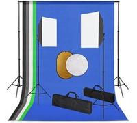 Kit de studio photo avec lampes toile de fond et réflecteur