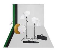 Kit de studio photo avec lampes toile de fond et réflecteur