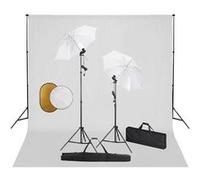 Fotostudioset met lampen, paraplu's, achtergrond en reflector3067072