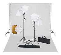 Kit de Studio Photo avec Lampes Toile de Fond et Réflecteur Kit d'Eclairage Lumière de Studio Système de Toile de Fond Photographie Intérieur