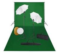 vidaXL Fotostudioset met lampen, paraplu's, achtergrond en reflector3067076 Noir G