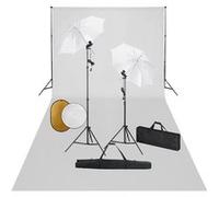 vidaXL Fotostudioset met lampen, paraplu's, achtergrond en reflector3067078 Blanc G