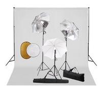 vidaXL Kit de studio photo avec lampes toile de fond et r¿¿flecteur