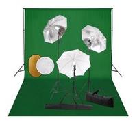 vidaXL Kit de studio photo avec lampes toile de fond et r¿¿flecteur