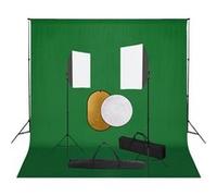 vidaXL Fotostudioset met softboxlampen, achtergrond en reflector3067051 Noir G