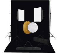 Fotostudioset met softboxlampen, achtergrond en reflector3067052