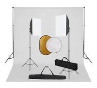 Fotostudioset met softboxlampen, achtergrond en reflector3067053
