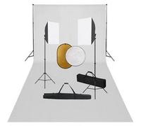 vidaXL Fotostudioset met softboxlampen, achtergrond en reflector3067059 Blanc G