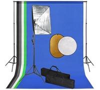 Fotostudioset met softboxlampen, achtergrond en reflector3067098