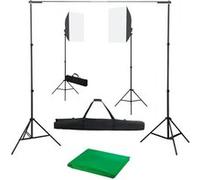 vidaXL Fotostudioset met softboxlampen en achtergrond3055057 Noir G