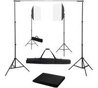 vidaXL Fotostudioset met softboxlampen en achtergrond3055061 Noir G