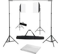 vidaXL Fotostudioset met softboxlampen en achtergrond3055062 Blanc G
