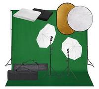vidaXL Fotostudioset met verlichtingsset, achtergrond en reflector3094635 Noir G