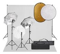 vidaXL Kit de studio photo avec éclairage toile de fond et réflecteur